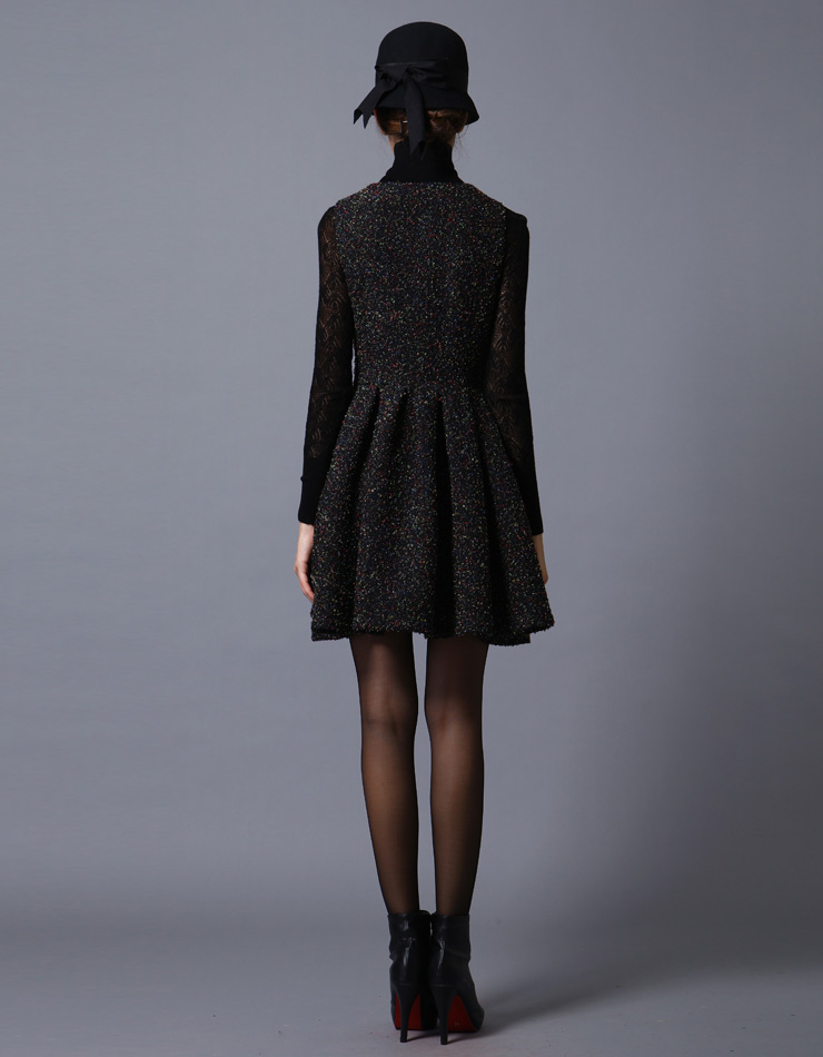 Woolen waist Slim dress - Click Image to Close